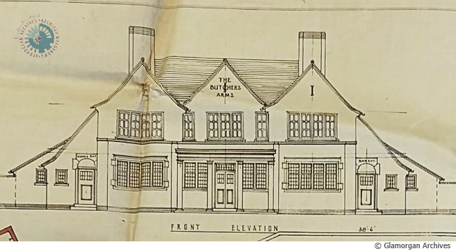 Drawing of the Butchers Arms, Rhiwbina, Cardiff