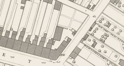 1880 OS plan showing the Four Elms Pub