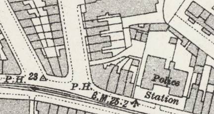 1920 OS Map showing Kings Castle pub Cardiff