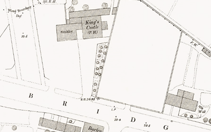 1880 OS Map showing empty site with King’s Castle, Cardiff