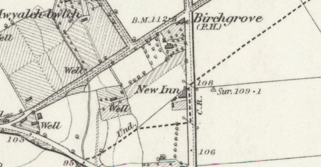 1886 OS map showing the New Inn pub Cardiff