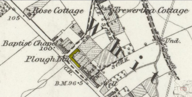 1886 OS map showing the Plough pub Cardiff