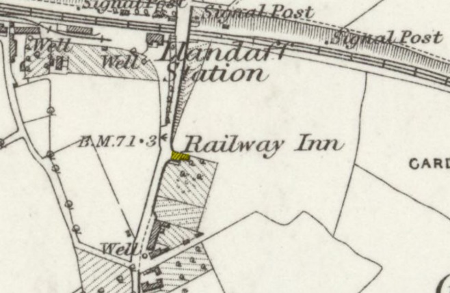 1886 OS plan showing the Railway Inn pub Cardiff 
