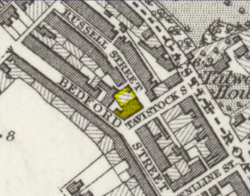 1886 OS map showing The Tavistock pub Cardiff