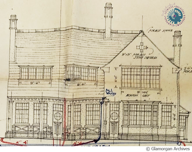 1913 Drawing of the Three Elms pub Cardiff