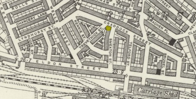 1922 OS map showing the Wells Hotel Cardiff