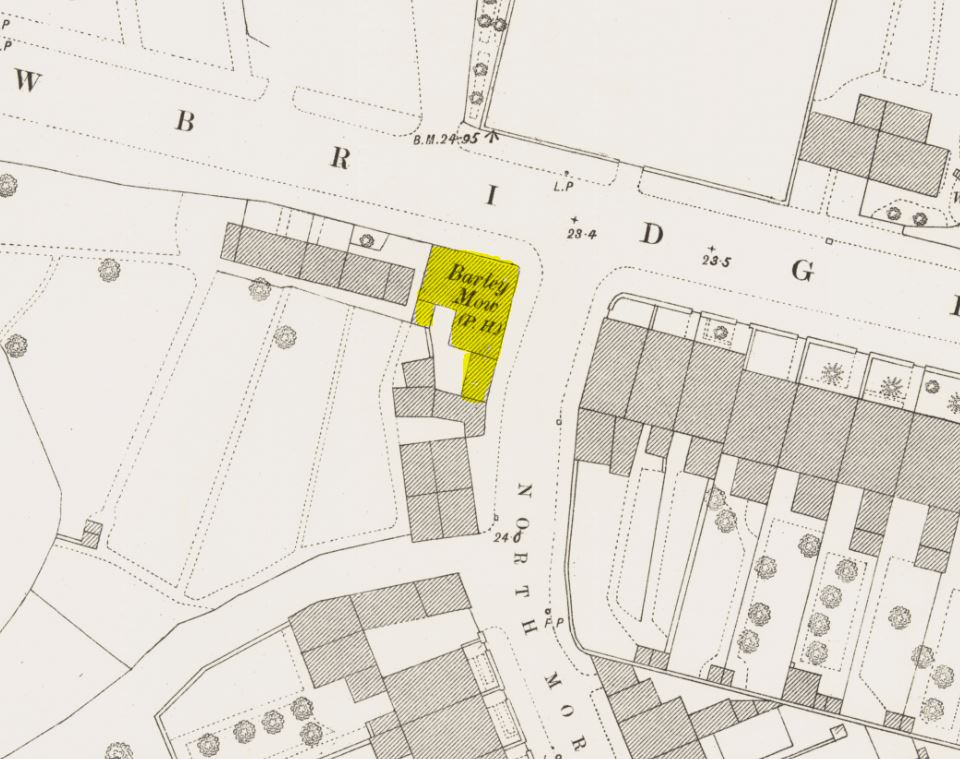1880 OS map showing the former Royal Exchange pub Cardiff