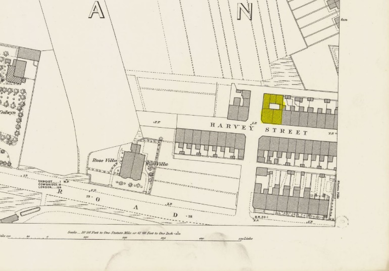 OS map showing the site of the Insole Arms pub in 1879 