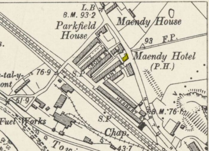 1901 OS Map showing the The North Star pub Cardiff