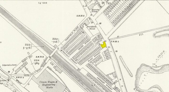 1920 OS Map showing the The North Star pub Cardiff