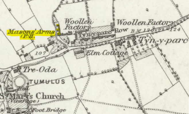 1886 OS map showing the Mason's Arms pub Cardiff