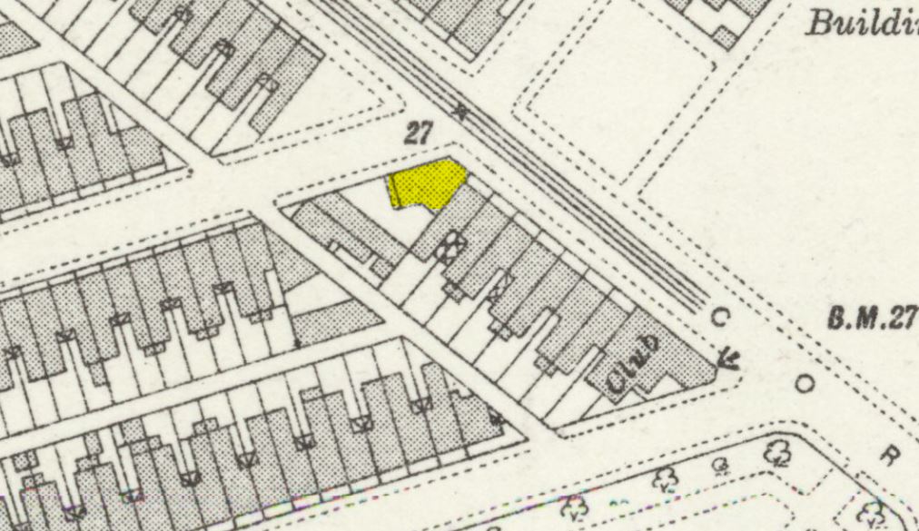 1920 OS Map (surveyed 1915) showing 86 Corporation Road unmarked as a club.